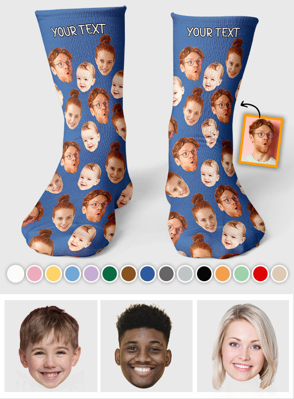 Socken mit beliebigen Gesichtern – Geschenk für jeden, Hunde- und Katzenliebhaber – Personalisierte Socken