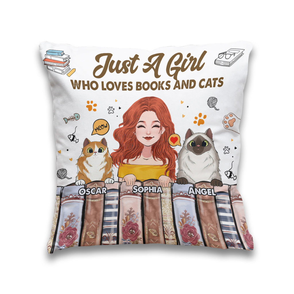 Ich liebe Bücher und Katzen – personalisiertes Buchkissen