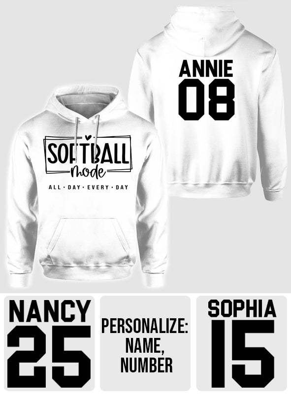 Softball-Modus den ganzen Tag - Personalisiertes Softball-Shirt