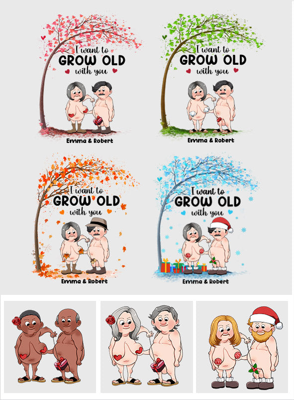Ich möchte mit dir alt werden – personalisierter Aufkleber für Paare (gestanzt)