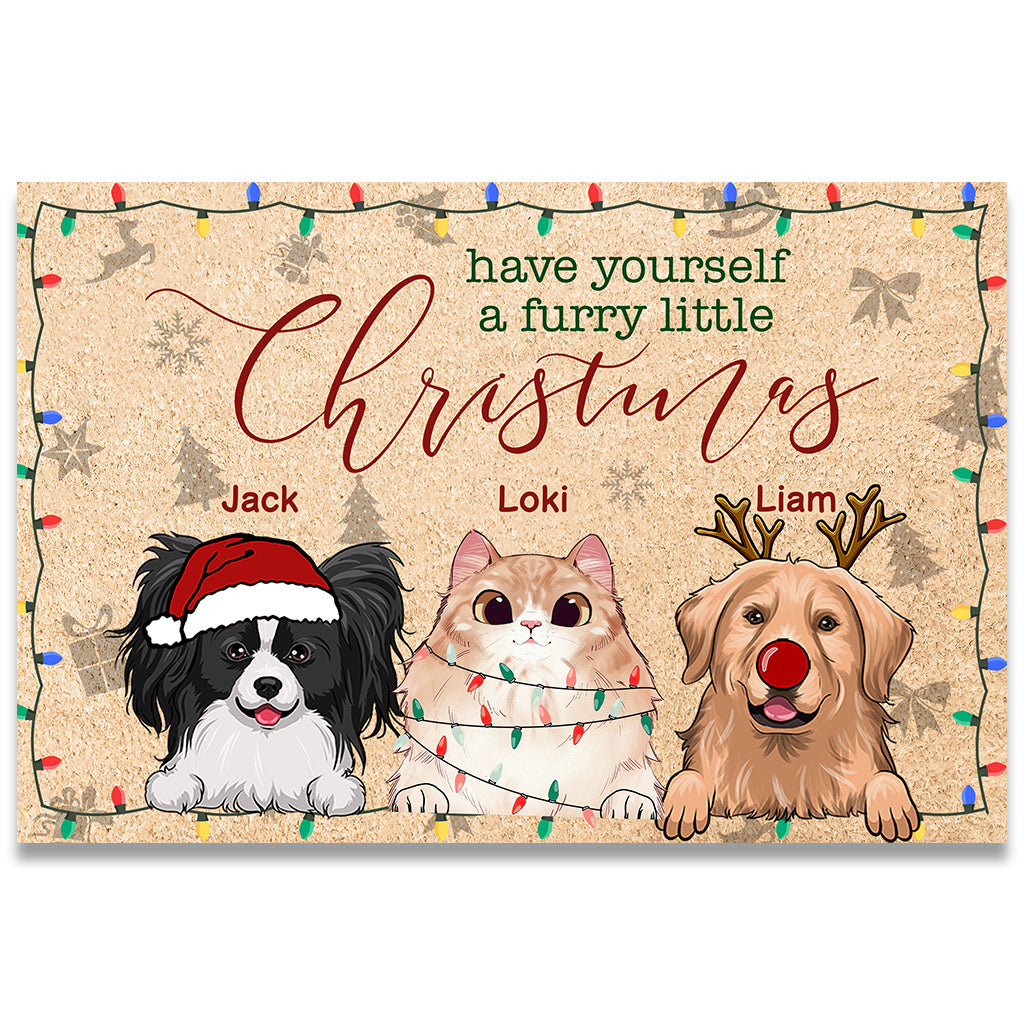 Fröhliche Weihnachten für Fellnasen – Personalisierte Hunde-Fußmatte