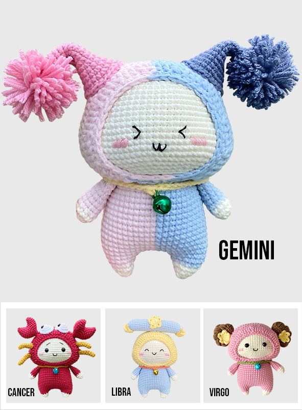 12 Sternzeichen Amigurumi - Personalisierte handgestrickte Horoskoppuppe