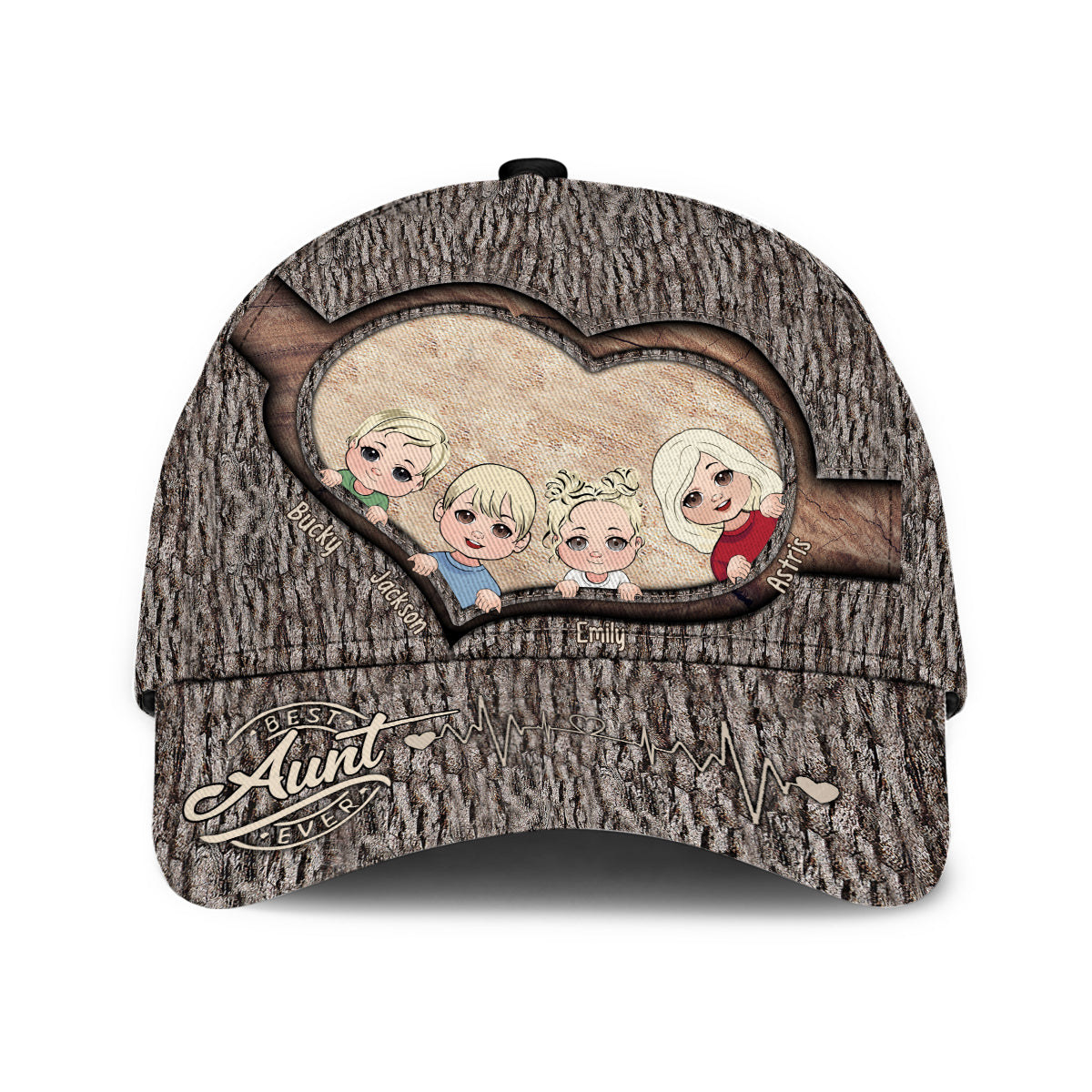 Immer wenn du dieses Herz berührst – Geschenk für Papa, Oma, Opa, Mama, Onkel, Tante, Bruder, Schwester – Personalisierte klassische Kappe