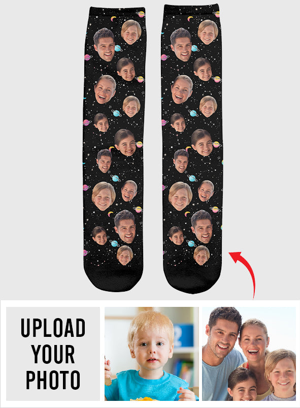 Custom Face Galaxy – Personalisierte Familiensocken