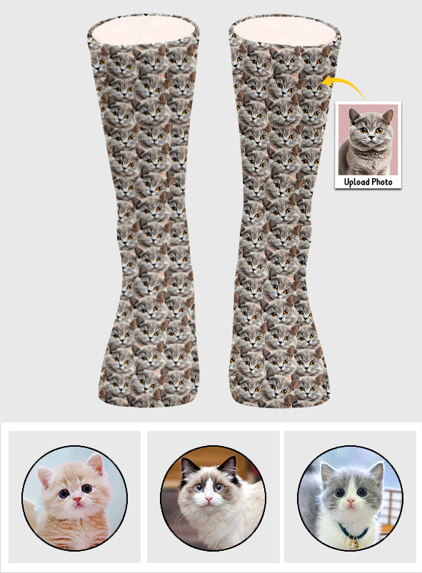 Customizable Printed Face - Personalized Cat Socks