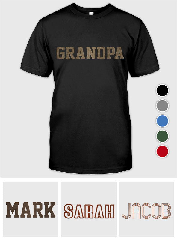 Custom Name - Personalized Grandpa Embroidered T-shirt
