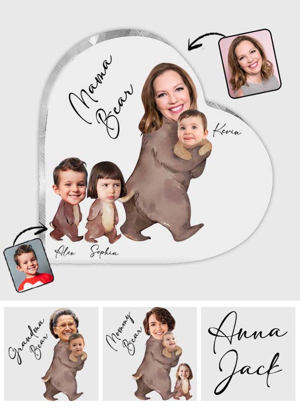 Mama Bear Watercolor Photo Custom - Personalized Mother Custom Shaped Acrylic Plaque