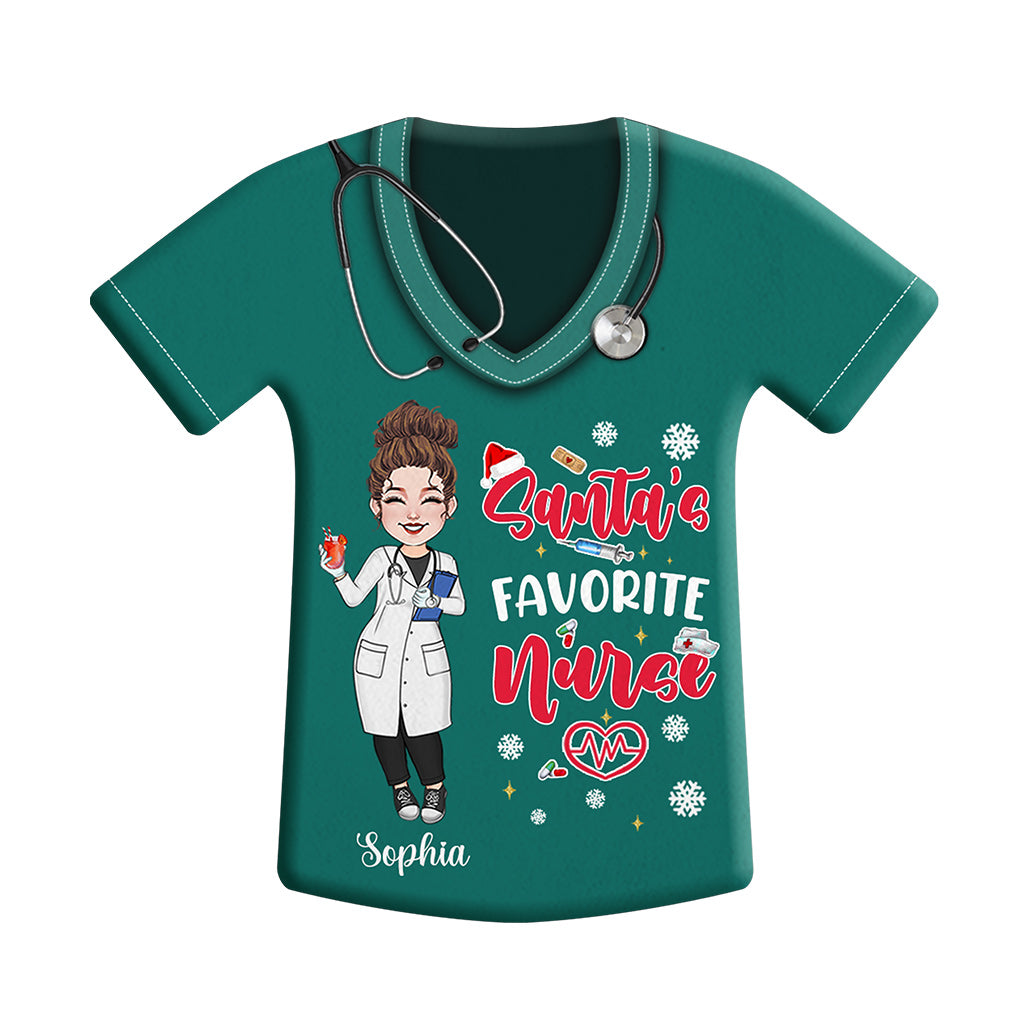 Santas Lieblingskrankenschwester – Personalisierte Fußmatte in Form einer Krankenschwester