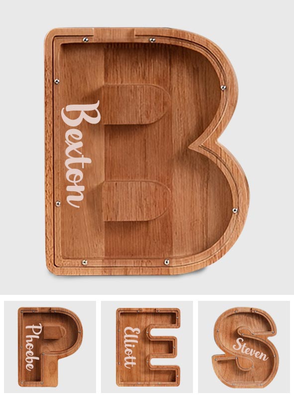 Letter Piggy Bank - Personalized Kid Wooden Piggy Bank