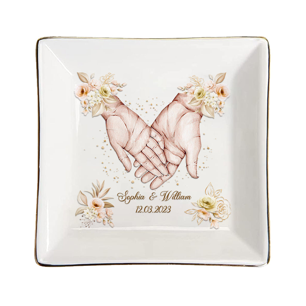 Hand In Hand - Personalized Couple Couple Jewelry Dish