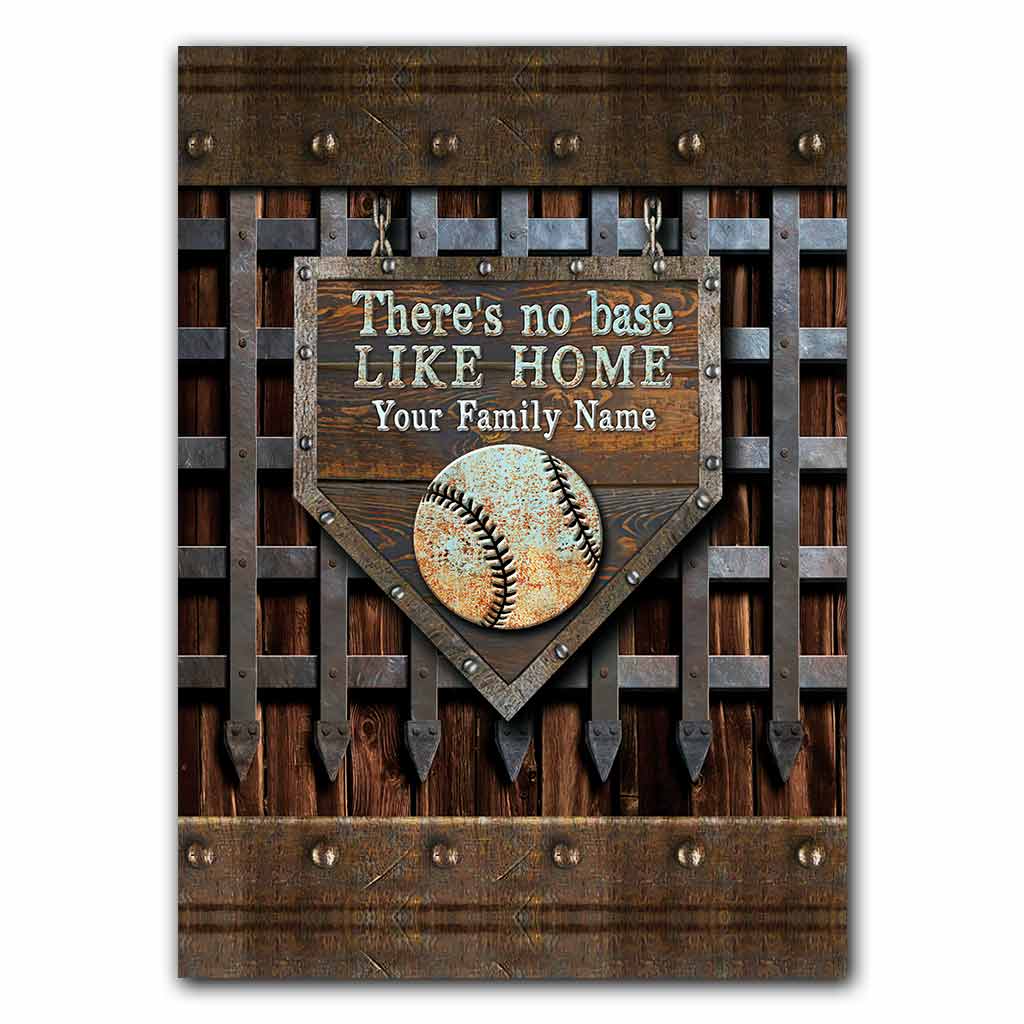 There's No Base Like Home - Baseball Personalized Rectangle Metal Sign