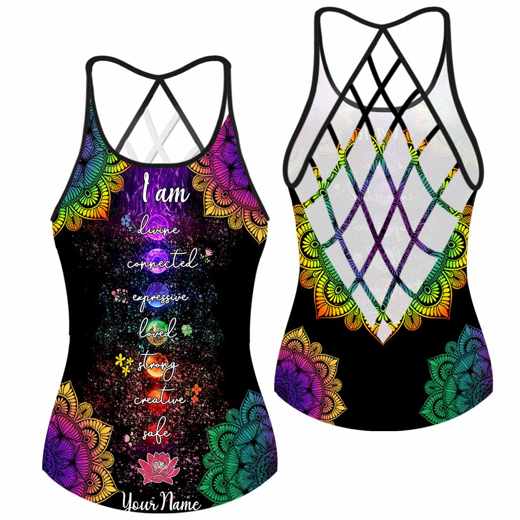 Ich bin - Personalisiertes Yoga-Kreuz-Tanktop