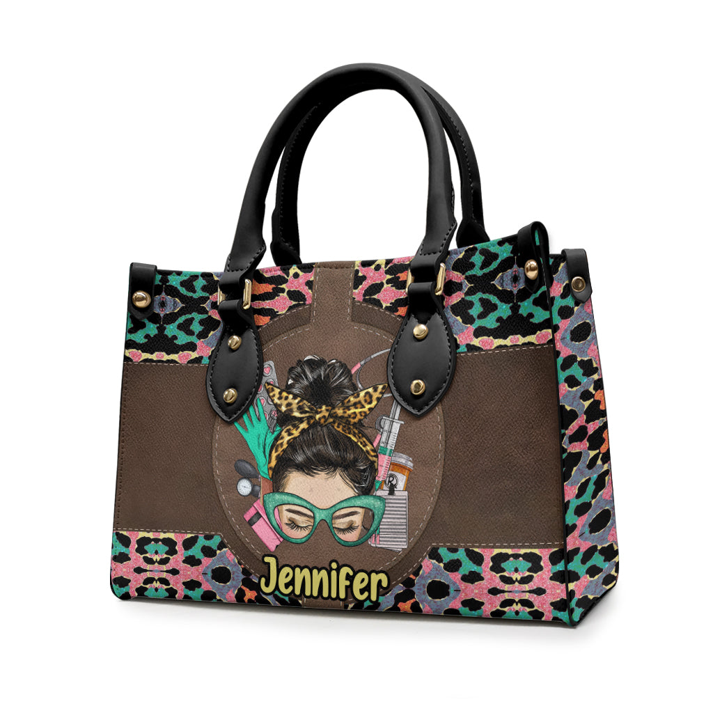 Nurse Life – Personalisierte Lederhandtasche für Krankenschwestern