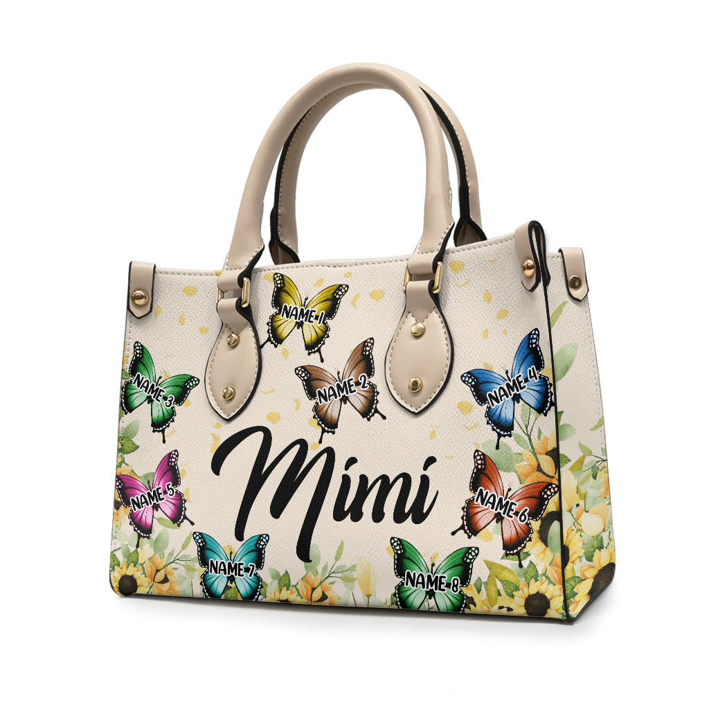 Oma und Kinder – Personalisierte Oma-Lederhandtasche