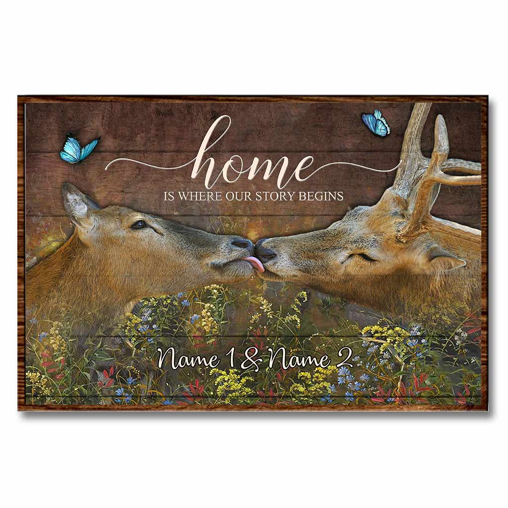 Home Is Where Our Story Begins - Personalized Couple Hunting Poster