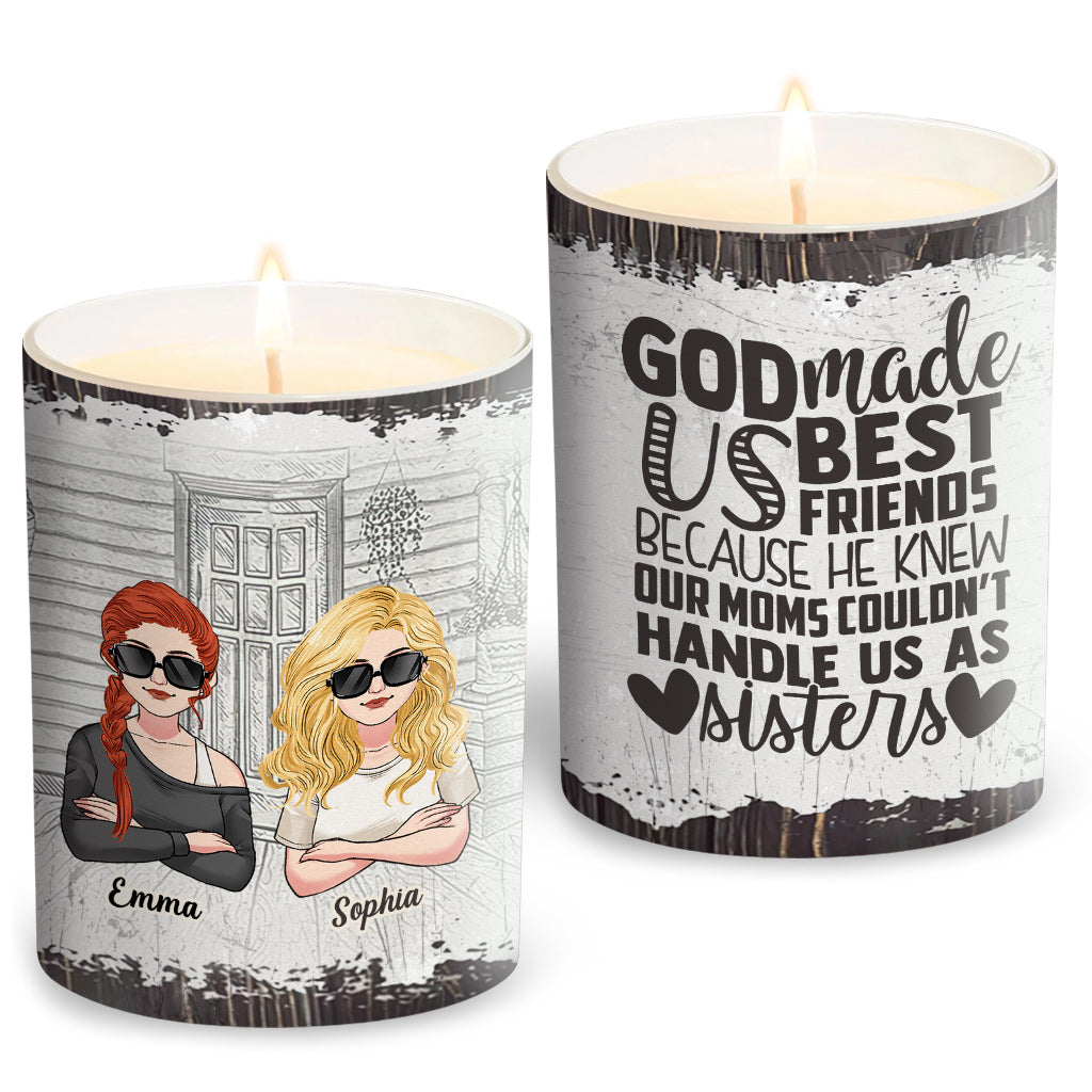 God Makes Us Best Friend - Personalized Bestie Candle With Wooden Lid