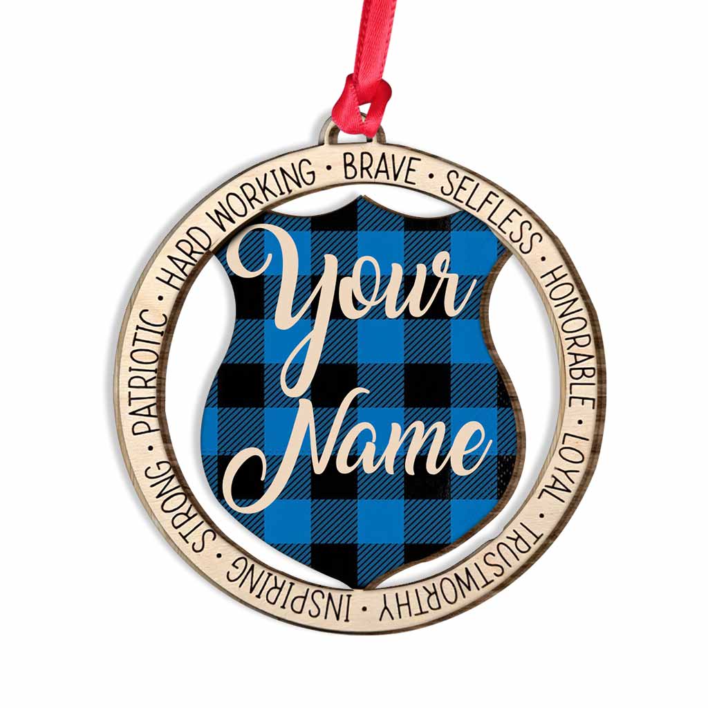 Our Hero Love The Blue - Personalized Police Officer Layered Wood Ornament