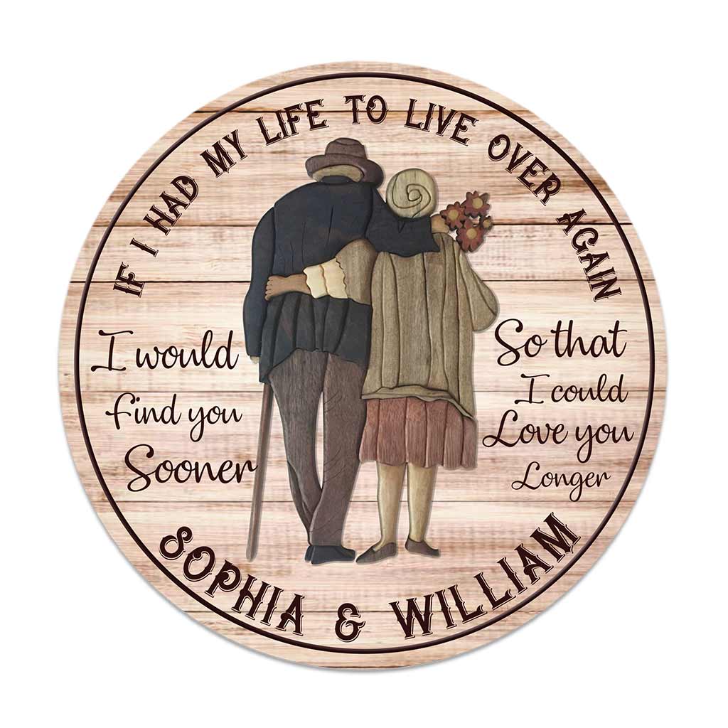 Ich liebe dich länger – Personalisiertes rundes Holzschild für Paare