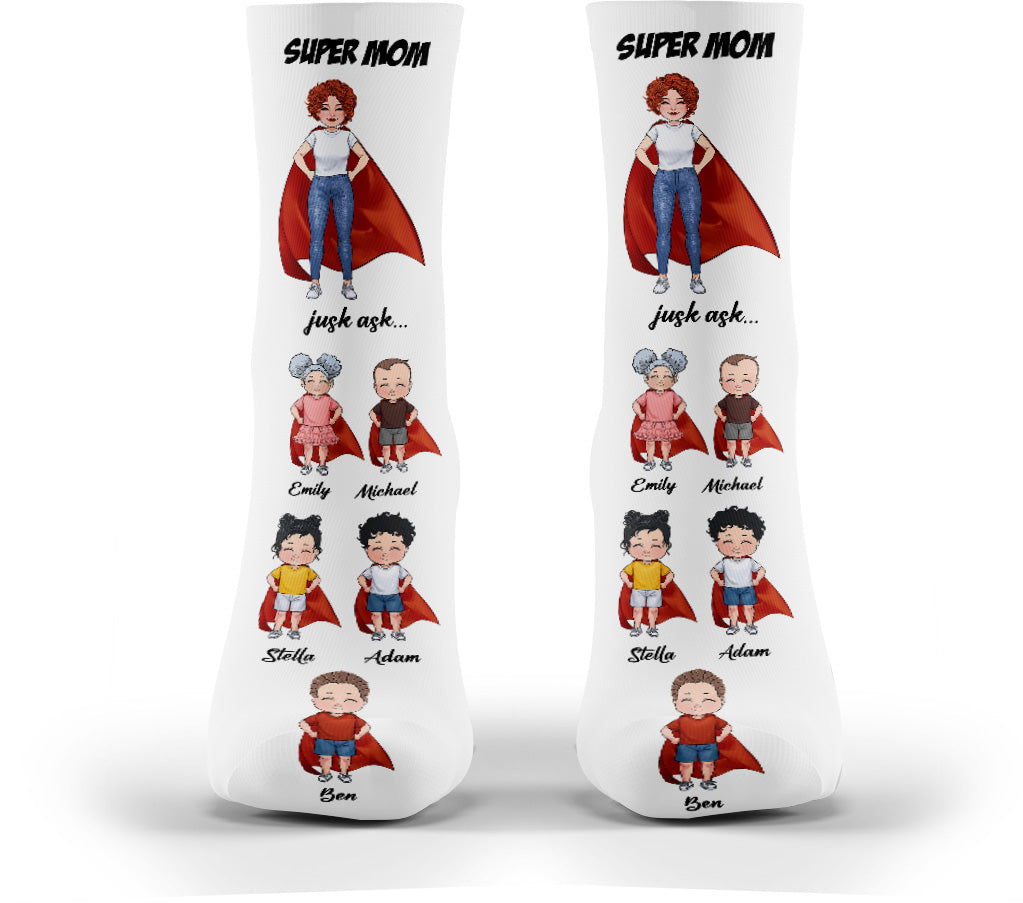 Super-Papa, Super-Mama – Geschenk für Papa und Mama – Personalisierte Socken