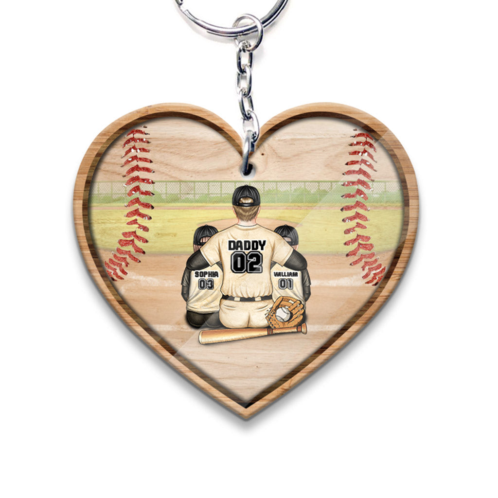 Gott hat einen Homerun geschlagen – Personalisierter Baseball-Schlüsselanhänger zum Vatertag (beidseitig bedruckt)