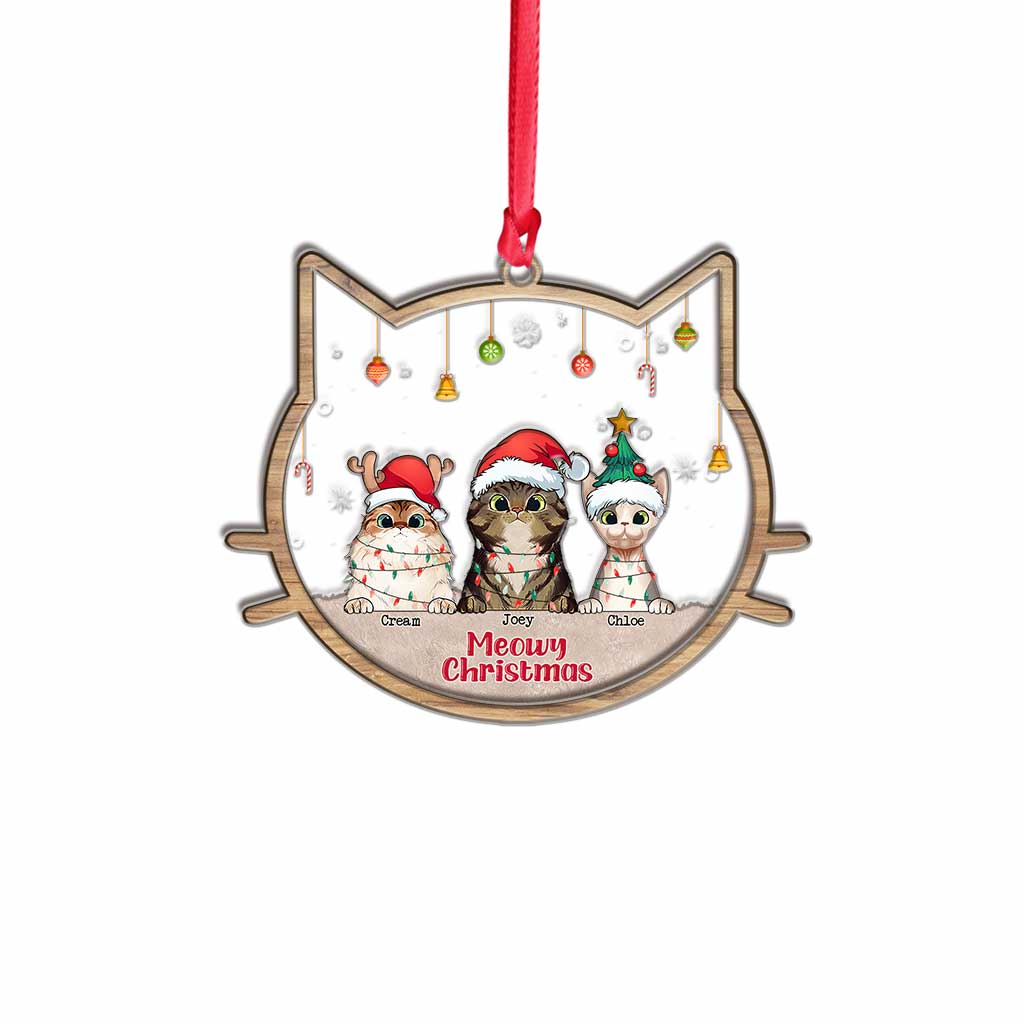 Meowy Christmas - Personalized Christmas Cat Layers Mix Ornament