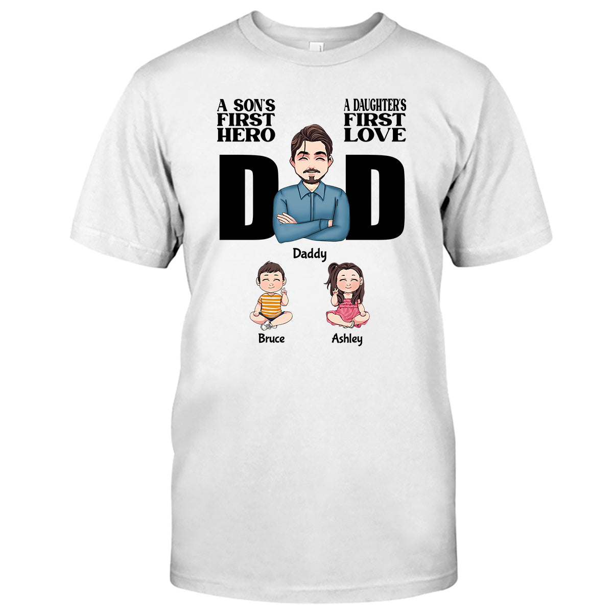 Der erste Held eines Sohnes, die erste Liebe einer Tochter – personalisiertes Vater-T-Shirt und Hoodie