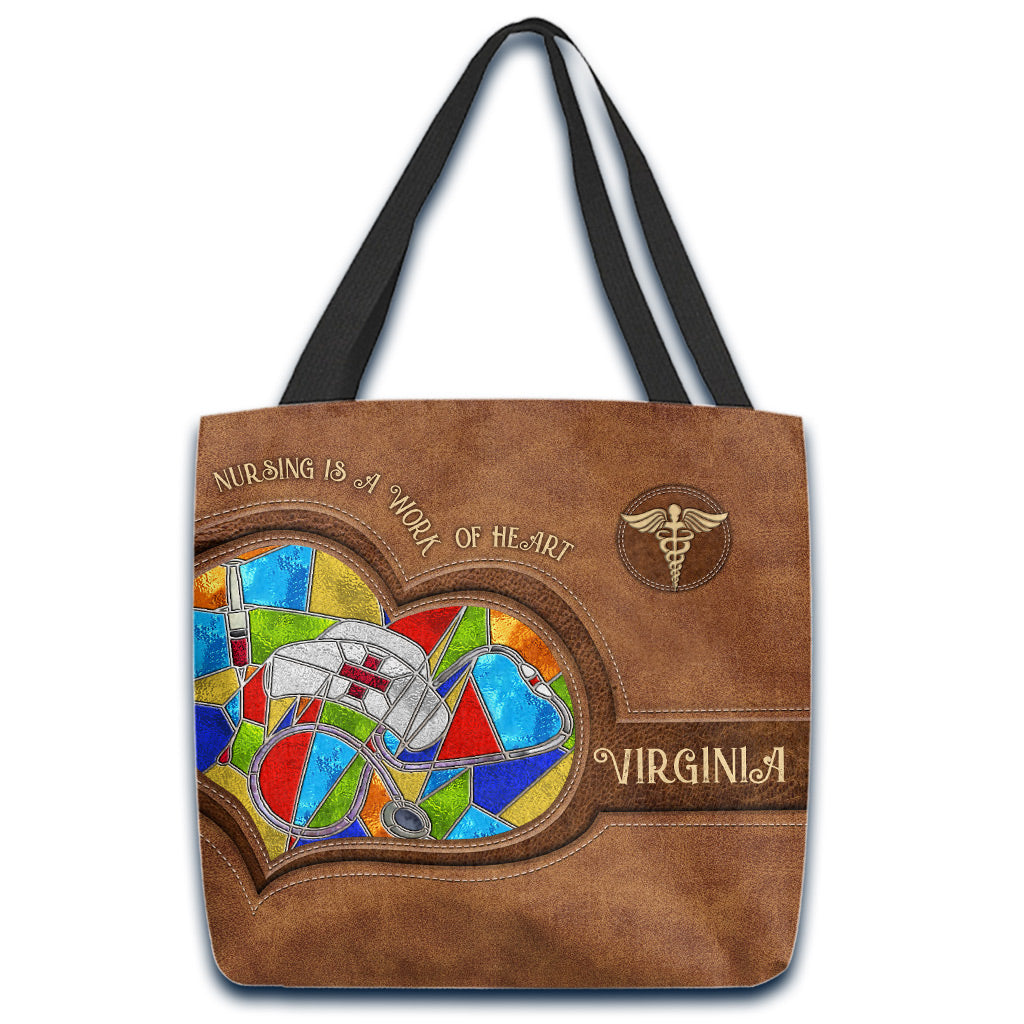 Nursing Is A Work Of Heart - Personalized Nurse Tote Bag