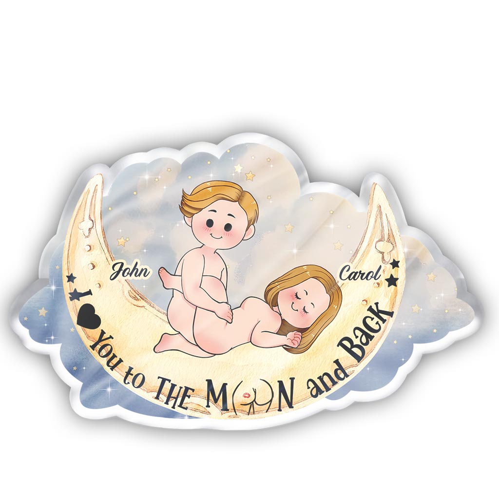 Ich liebe dich bis zum Mond und zurück – Personalisiertes Kissen in Pärchenform