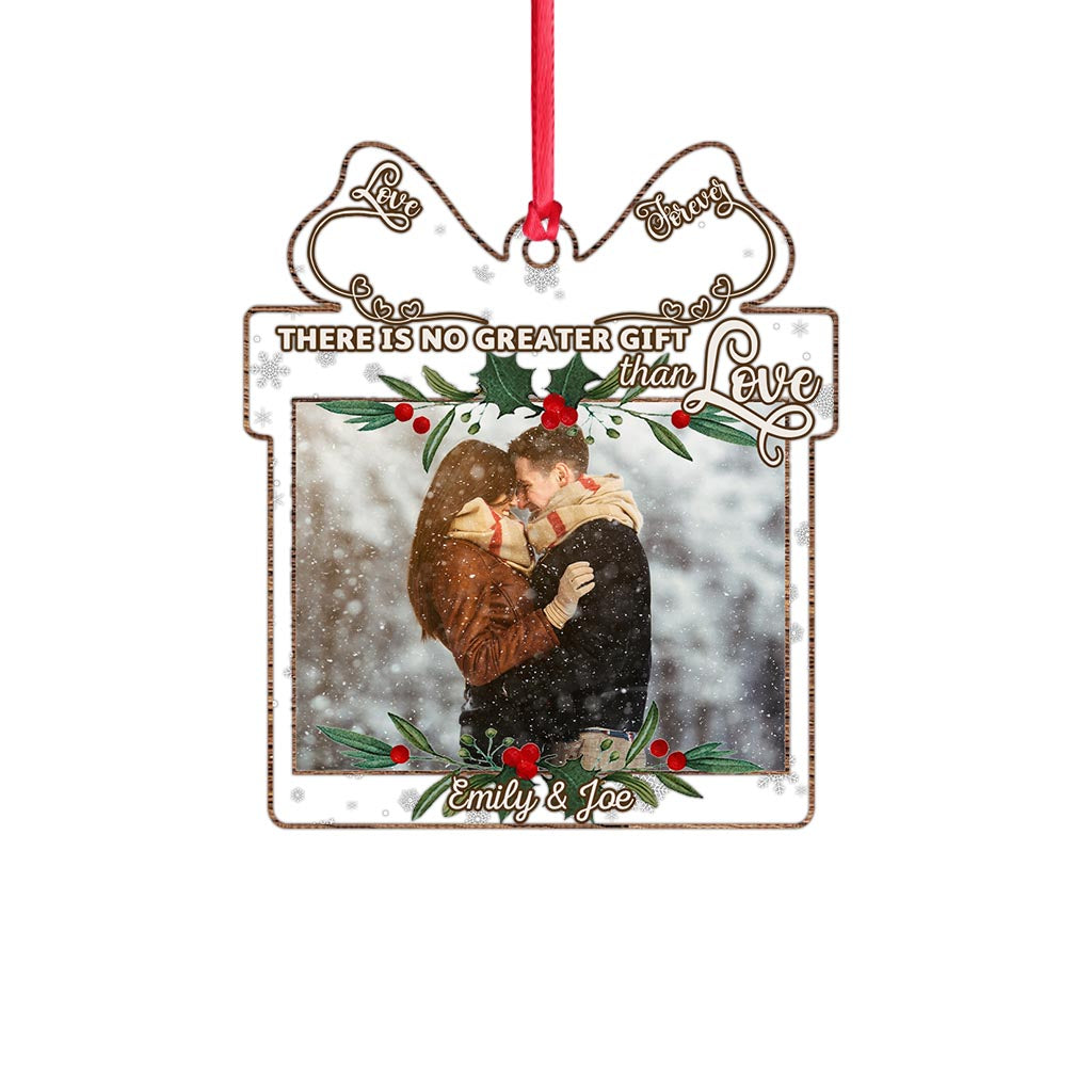 There Is No Greater Gift Than Love - Personalized Christmas Couple Transparent Ornament