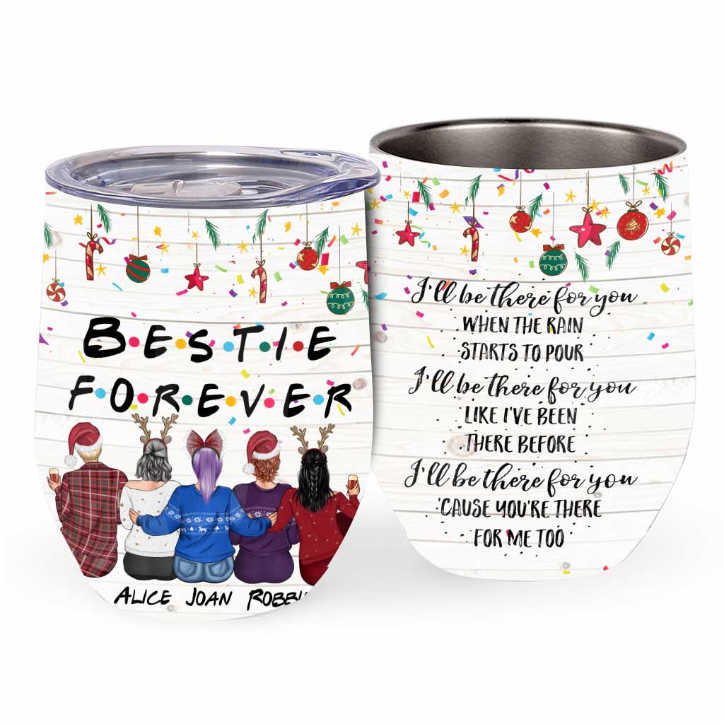 Ich bin für dich da, wenn der Regen in Strömen gießt – personalisierter Weinbecher für die beste Freundin