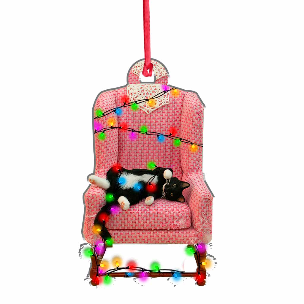 Schläfriges Kätzchen Schnurr Schnurr Schnurr - Weihnachtsschmuck mit Katze (beidseitig bedruckt)