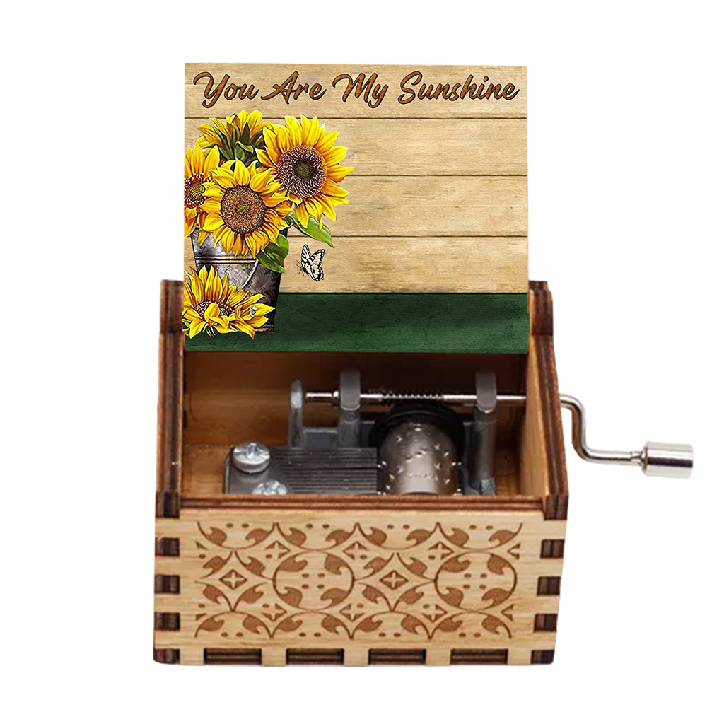 My Sunshine Vintage Sunflower - Personalized Mother's Day Mother Hand Crank Music Box