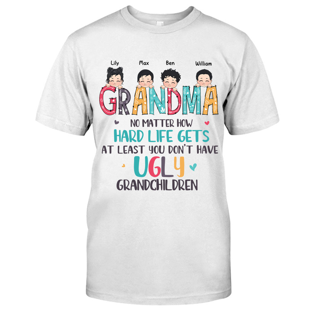 No Matter How Hard Life Gets - Personalized Mother's Day Grandma T-shirt and Hoodie