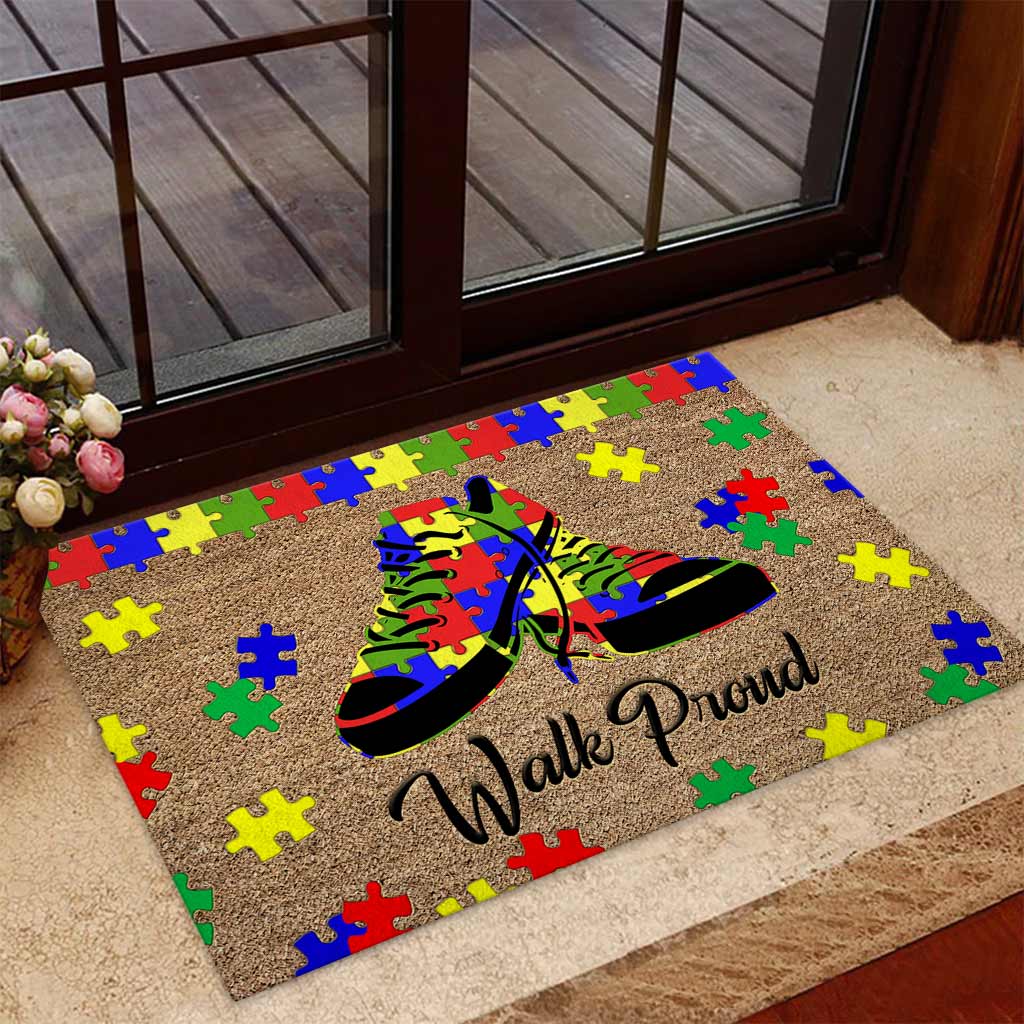 Walk Proud - Autism Awareness Coir Pattern Print Doormat