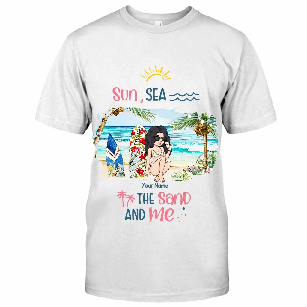 Sonne, Meer, Sand und ich – Personalisiertes T-Shirt und Hoodie für Meeresliebhaber