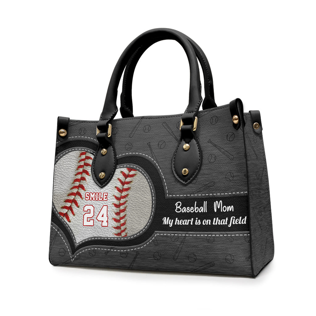 Mein Herz schlägt für dieses Spielfeld – Personalisierte Baseball-Lederhandtasche