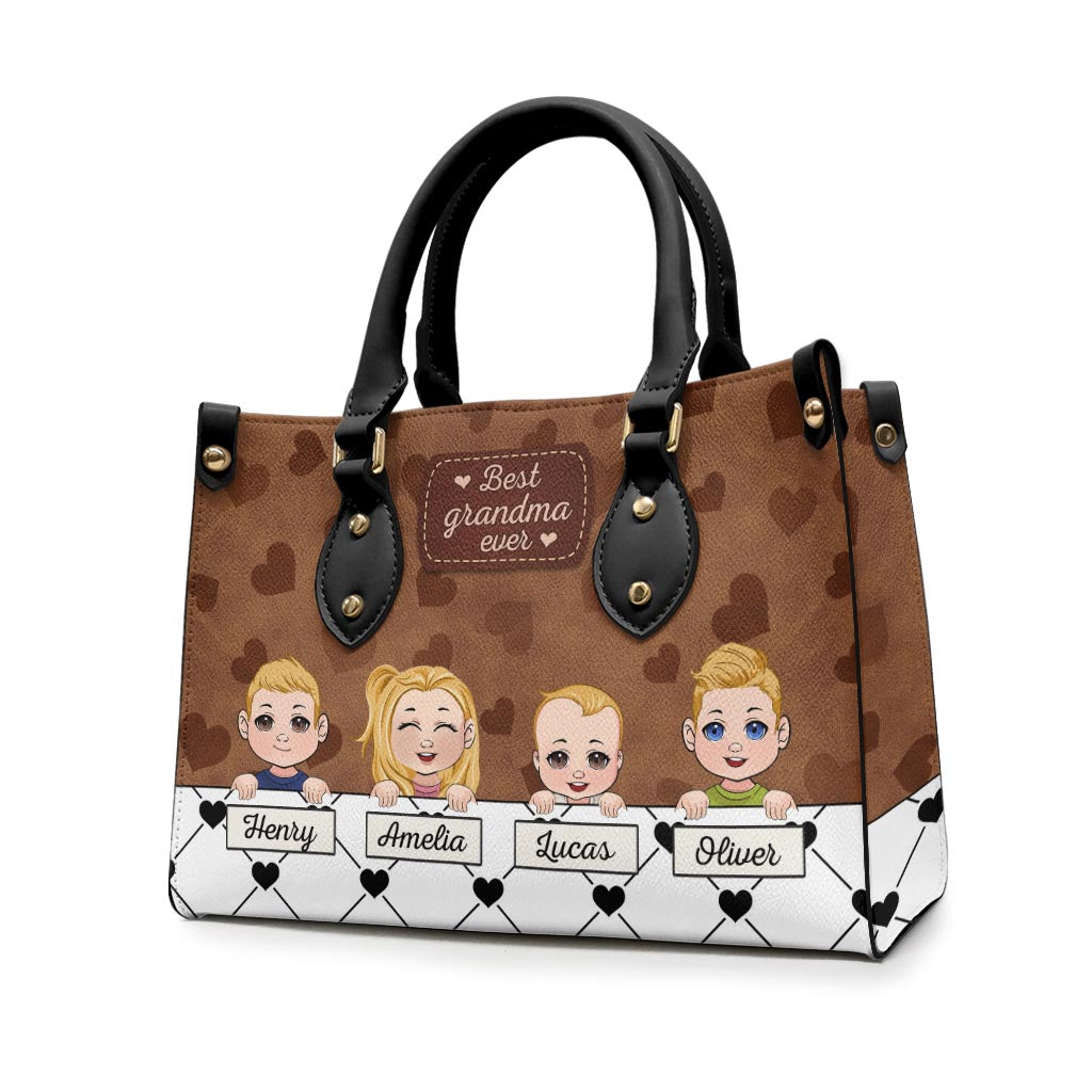 Die beste Oma der Welt – Geschenk für Oma, Mama, Tante – Personalisierte Lederhandtasche