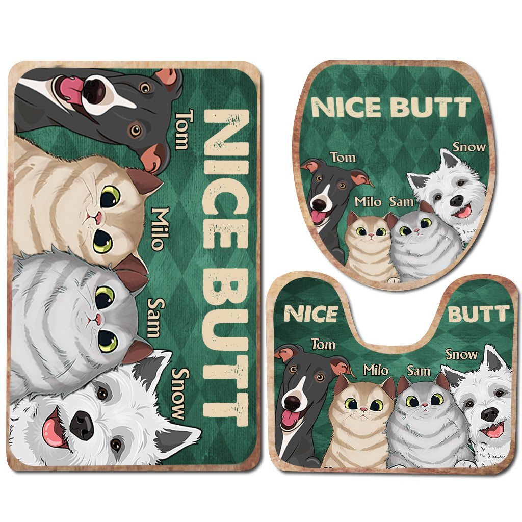 Nice butt Shower - Dog gift for dog lover, cat lover - Personalized Bathroom Mats Set