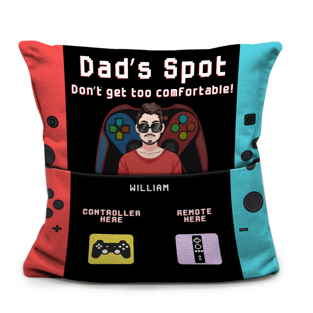 Papas Lieblingsplatz: Mach es dir nicht zu gemütlich für Gamer-Papa – personalisiertes Videospiel-Taschenkissen