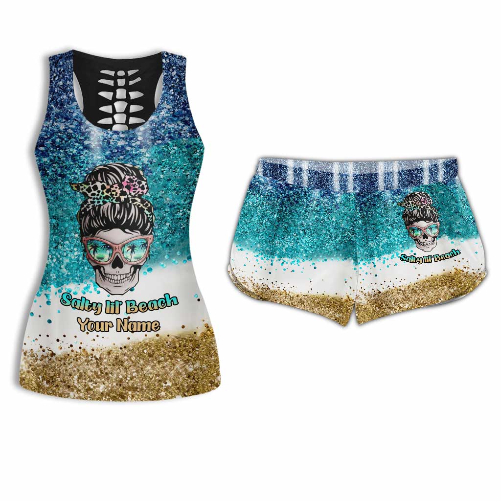 Salty Lil' Beach - Personalized Sea Lover Hollow Tank Top and Women Shorts