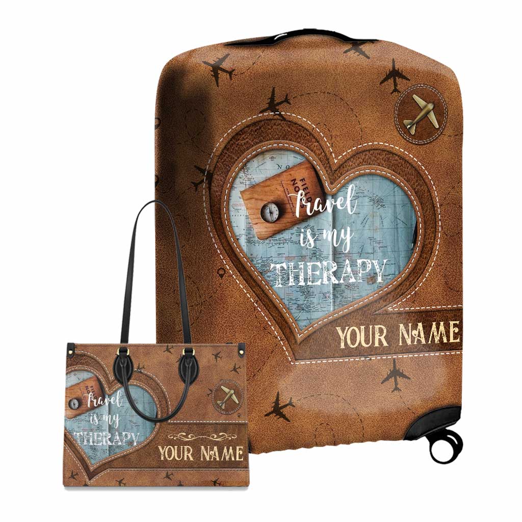 Adventure Awaits - Personalized Travelling Leather Handbag & Luggage Cover