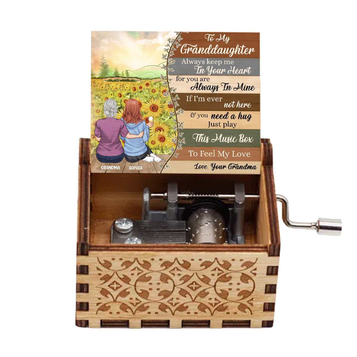 Eines Tages, wenn die Seiten – personalisierte Muttertags-Spieluhr für Oma mit Handkurbel