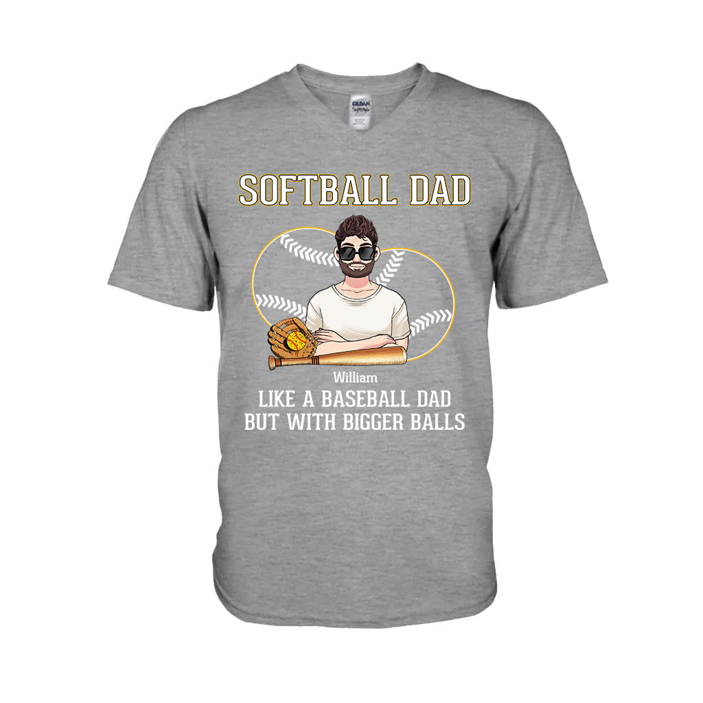 Softball-Papa wie ein Baseball-Papa, nur mit größeren Bällen – personalisiertes Softball-T-Shirt und Hoodie