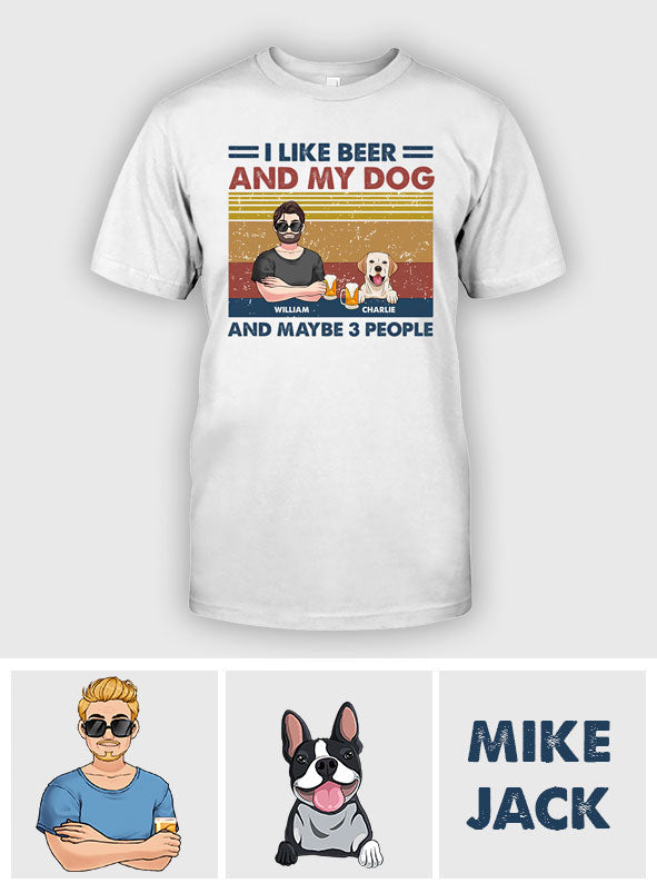 Ich mag Bier und meine Hunde – personalisiertes Hunde-T-Shirt und Hoodie