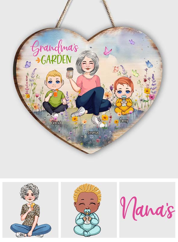Omas Garten – Personalisiertes, individuell geformtes Holzschild „Oma“