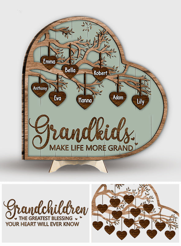 Enkelkinder machen das Leben schöner – Personalisiertes 2-lagiges Holzschild „Oma“ / Holzplakette