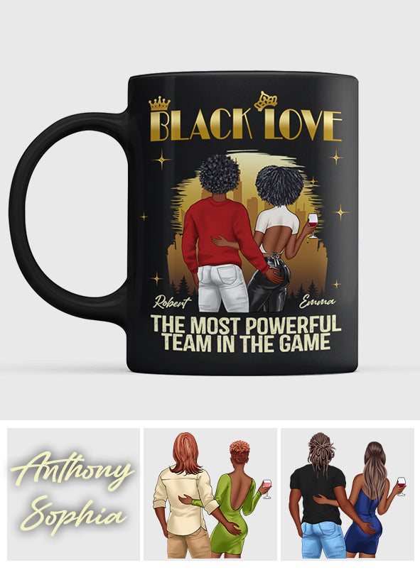 Schwarze Liebe – Personalisierte Tasse für Paare