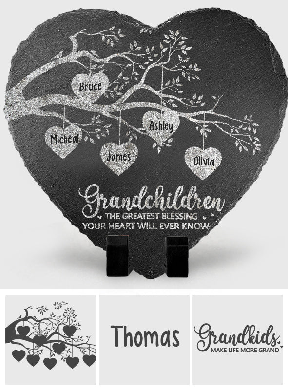 Grandkids Make Life More Grand Hearts - Personalized Grandma Heart Shaped Stone