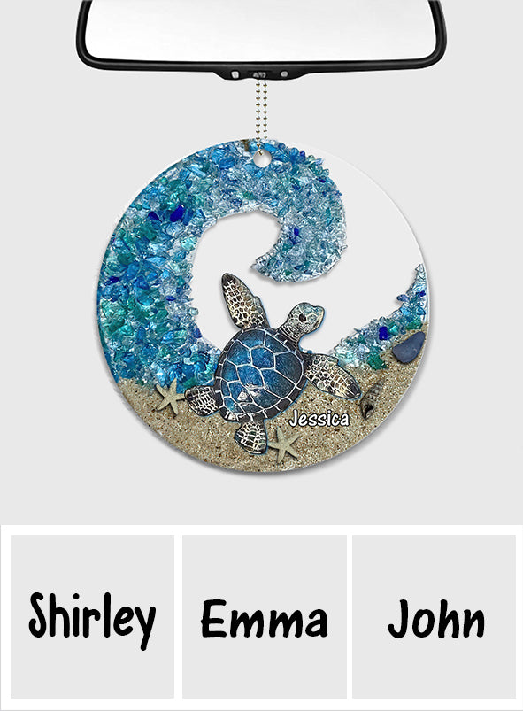 Turtle Sea Glass - Personalized Turtle Transparent Car Ornament