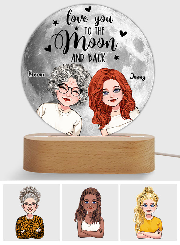 Ich liebe dich bis zum Mond und zurück – Personalisierte, mutterförmige Plakettenleuchte